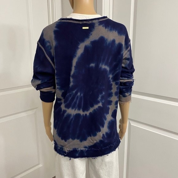 Alala Distressed Sweatshirt. Blue Tie Dye. Small. - Picture 10 of 16